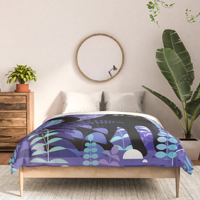 The Ferns (Black Cat Version) Comforter Gallery Image 3