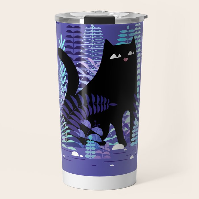 The Ferns (Black Cat Version) Travel Mug Gallery Image 1