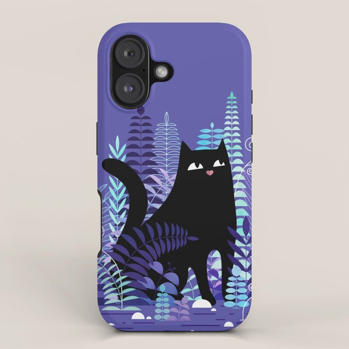 The Ferns (Black Cat Version) iPhone Case Gallery Image 1
