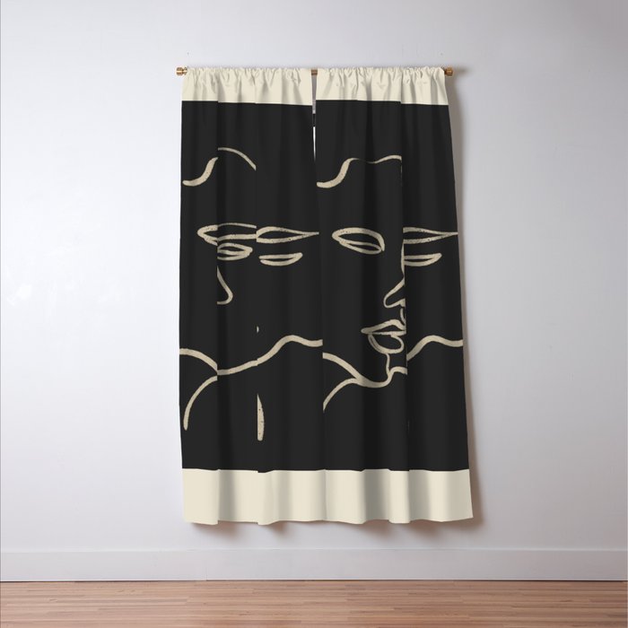 Minimal Abstract Art Three Faces Window Curtain Gallery Image 3