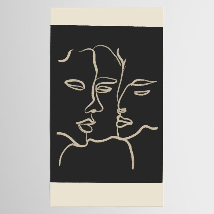 Minimal Abstract Art Three Faces Tablecloth Gallery Image 2