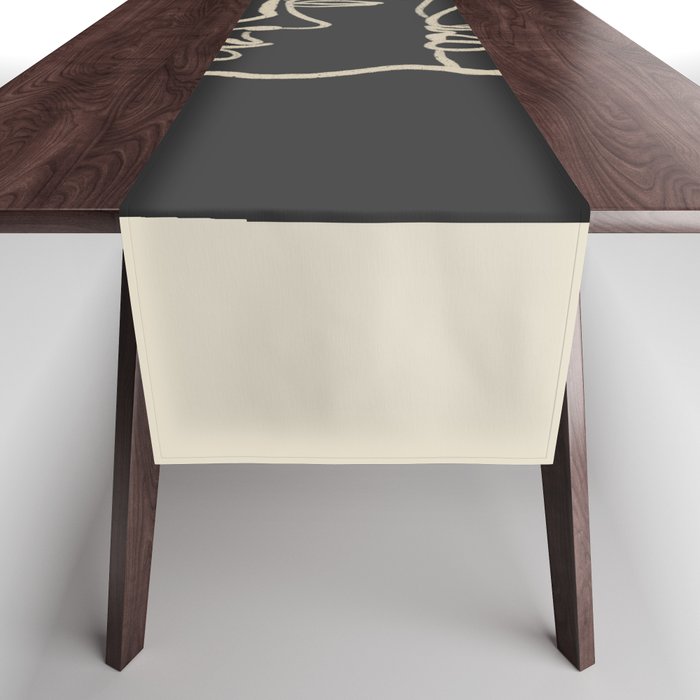 Minimal Abstract Art Three Faces Table Runner Gallery Image 1