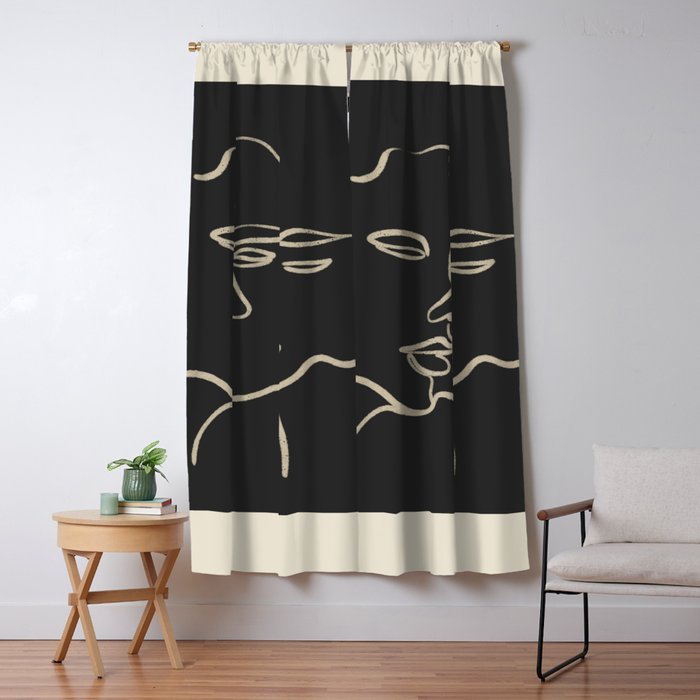 Minimal Abstract Art Three Faces Window Curtain Gallery Image 5