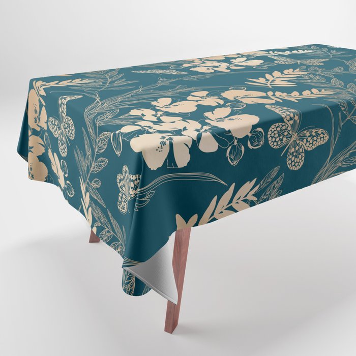 Exotic Florals and Butterflies Tablecloth Gallery Image 1