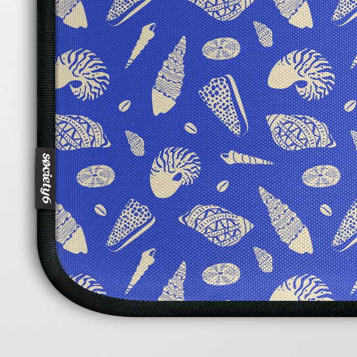 Vintage blue sea shell summer art pattern Laptop Sleeve Gallery Image 3