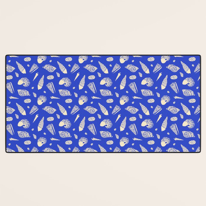 Vintage blue sea shell summer art pattern Desk Mat Gallery Image 3
