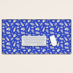 Vintage blue sea shell summer art pattern Desk Mat Gallery Image 1