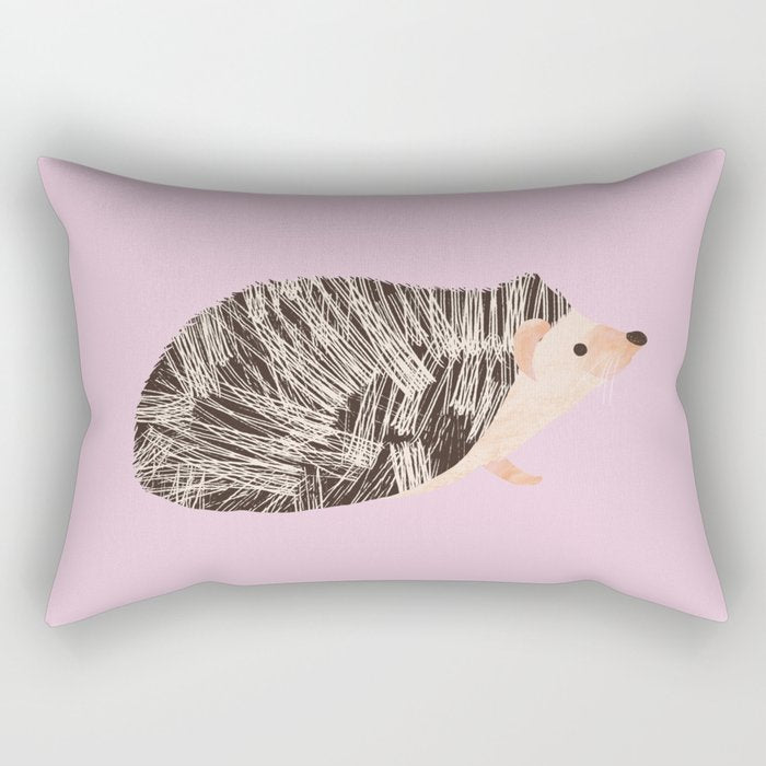 Hedgehog Rose Pink Rectangular Pillow Gallery Image 1
