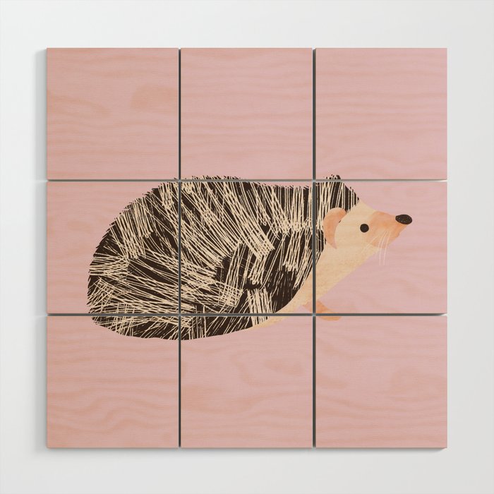 Hedgehog Rose Pink Wood Wall Art Gallery Image 1