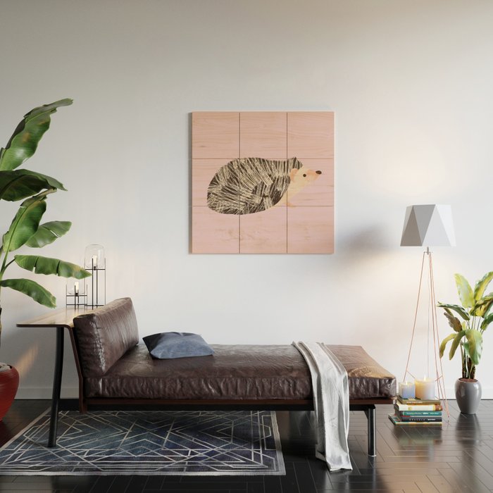 Hedgehog Rose Pink Wood Wall Art Gallery Image 2