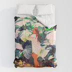 Live Quietly In a Corner Of Nature, Modern Bohemian Woman Jungle Forest Eclectic Painting Duvet Cover Gallery Image 6