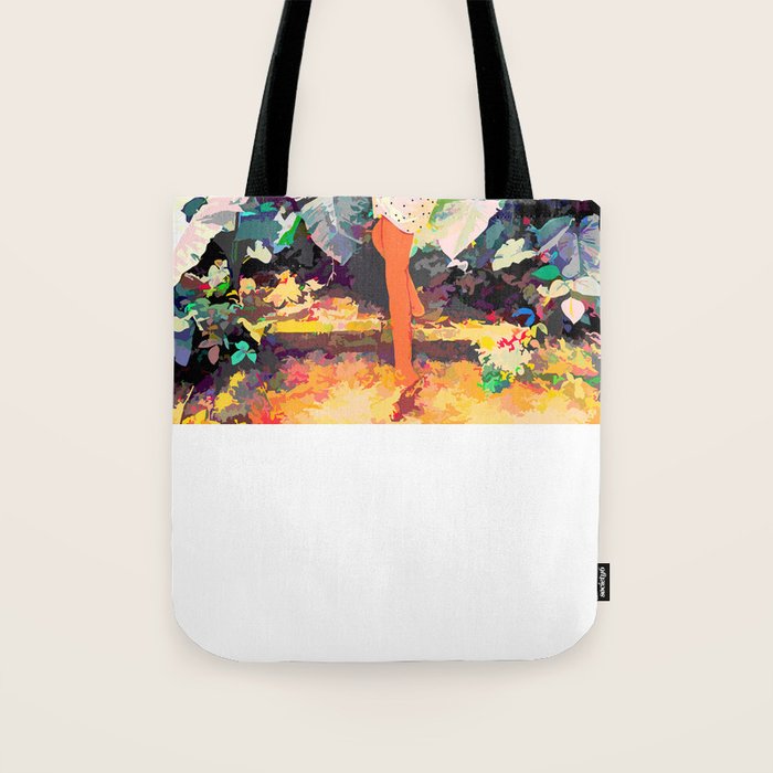 Live Quietly In a Corner Of Nature, Modern Bohemian Woman Jungle Forest Eclectic Painting Tote Bag Gallery Image 1