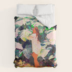 Live Quietly In a Corner Of Nature, Modern Bohemian Woman Jungle Forest Eclectic Painting Comforter Gallery Image 6