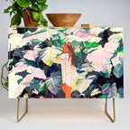 Live Quietly In a Corner Of Nature, Modern Bohemian Woman Jungle Forest Eclectic Painting Credenza Gallery Image 1