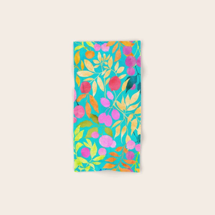 Exotic Fruit Garden Tropical Summer Foliage And Fruit Turquoise Bath Towel Gallery Image 1