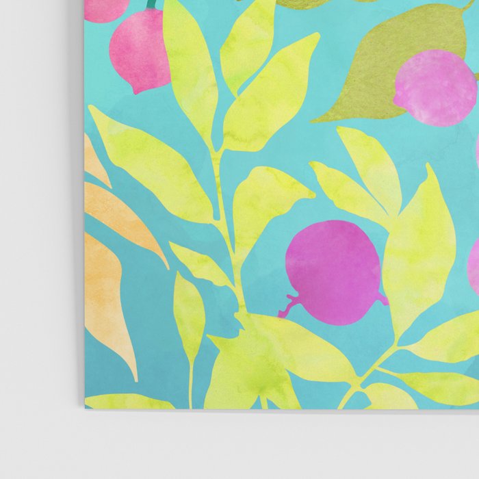 Exotic Fruit Garden Tropical Summer Foliage And Fruit Turquoise Poster Gallery Image 3