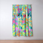 Exotic Fruit Garden Tropical Summer Foliage And Fruit Turquoise Window Curtain Gallery Image 3