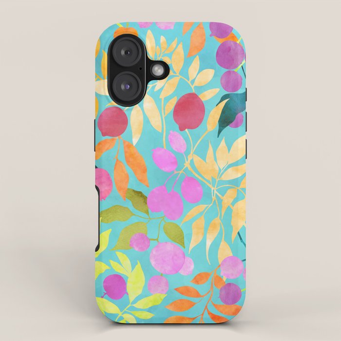 Exotic Fruit Garden Tropical Summer Foliage And Fruit Turquoise iPhone Case Gallery Image 1