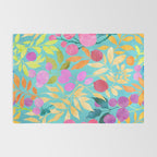Exotic Fruit Garden Tropical Summer Foliage And Fruit Turquoise Rug Gallery Image 2