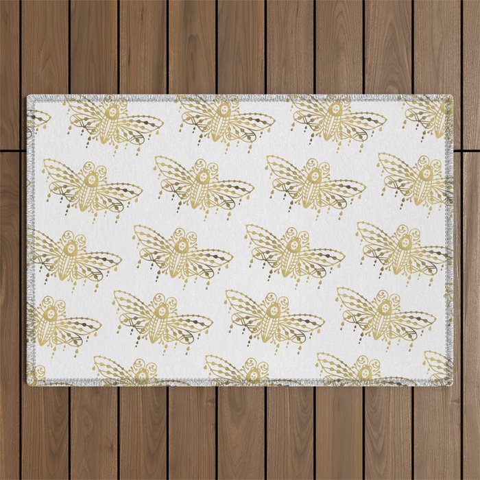 Death's Head Hawkmoth - Gold Palette Outdoor Rug Gallery Image 1