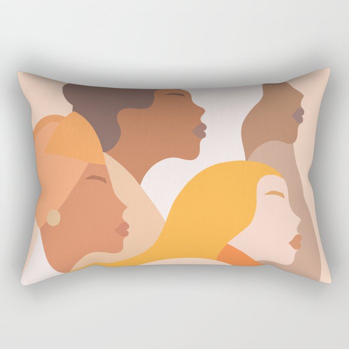 Girl Power - Strong womenâs Portrait 1. Neutral Rectangular Pillow Gallery Image 1