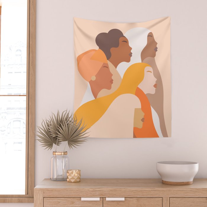 Girl Power - Strong womenâs Portrait 1. Neutral Wall Tapestry Gallery Image 2