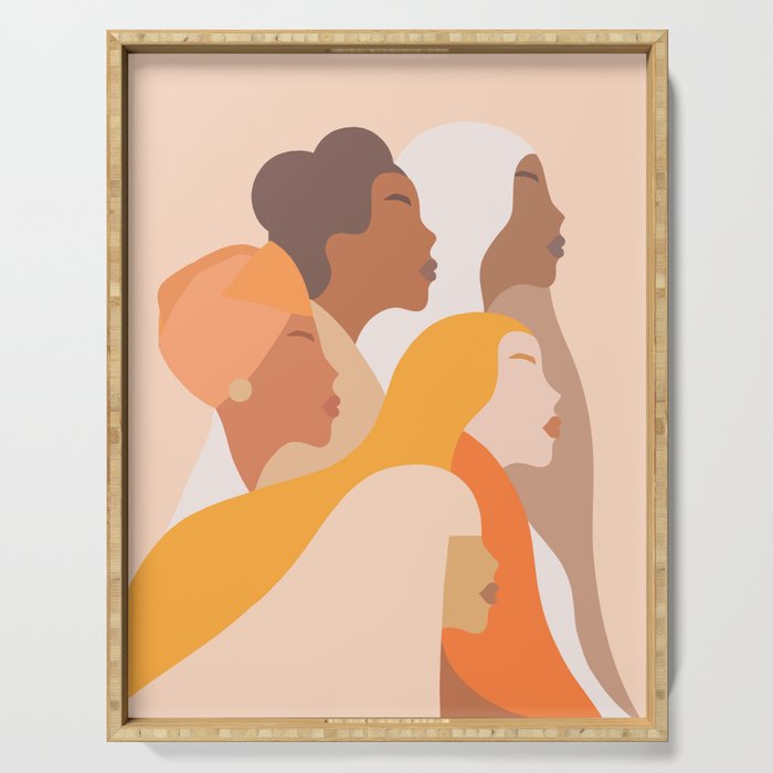 Girl Power - Strong womenâs Portrait 1. Neutral Serving Tray Gallery Image 1