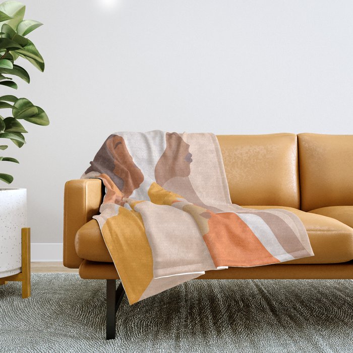 Girl Power - Strong womenâs Portrait 1. Neutral Throw Blanket Gallery Image 1