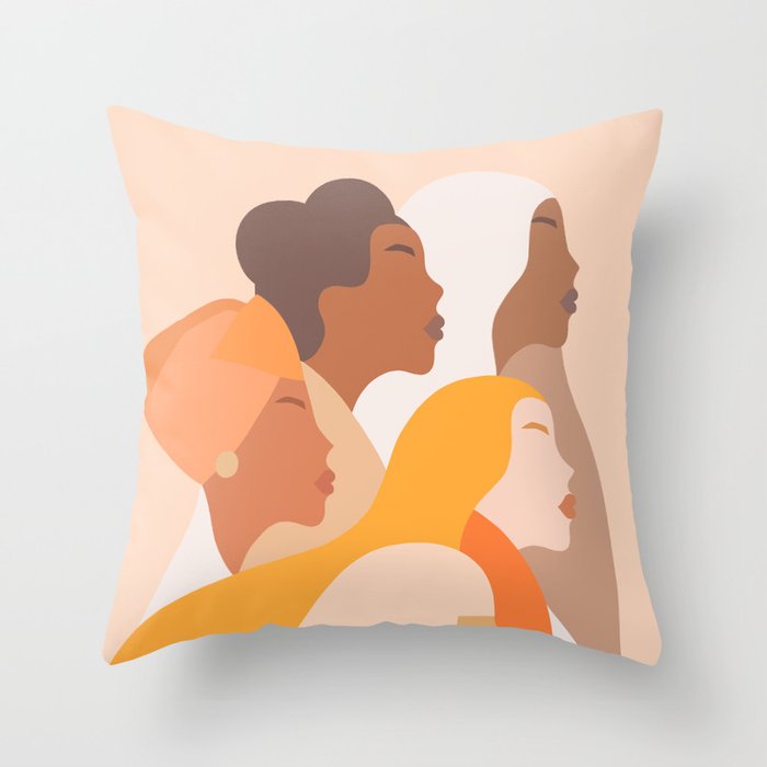 Girl Power - Strong womenâs Portrait 1. Neutral Throw Pillow Gallery Image 6