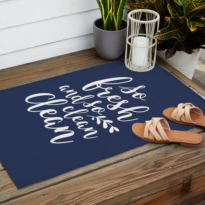 so fresh so clean clean (navy) Outdoor Rug Gallery Image 2