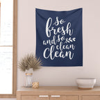 so fresh so clean clean (navy) Wall Tapestry Gallery Image 2