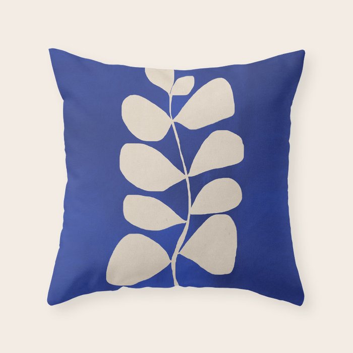 Abstract Minimal -Plant 3-2  Cobalt Blue Throw Pillow Gallery Image 6