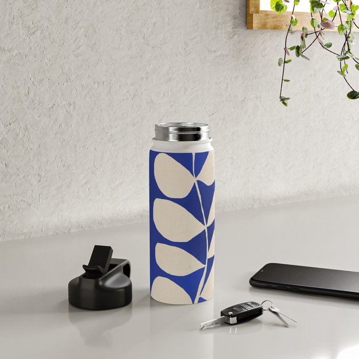 Abstract Minimal -Plant 3-2  Cobalt Blue Water Bottle Gallery Image 4
