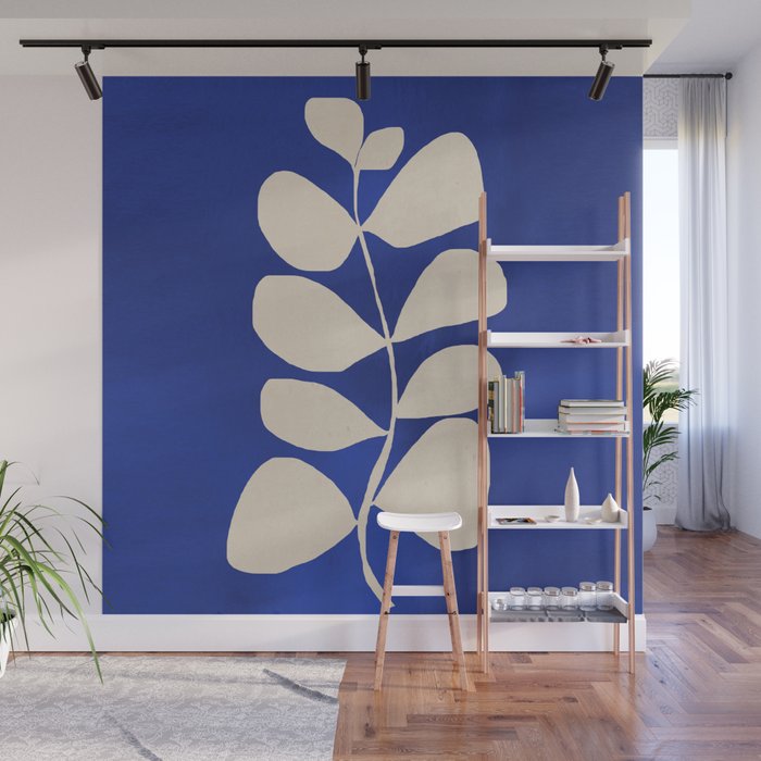 Abstract Minimal -Plant 3-2  Cobalt Blue Wall Mural Gallery Image 1