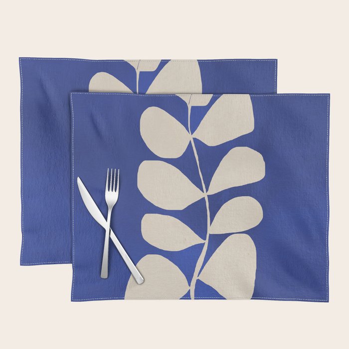Abstract Minimal -Plant 3-2  Cobalt Blue Placemat Gallery Image 1