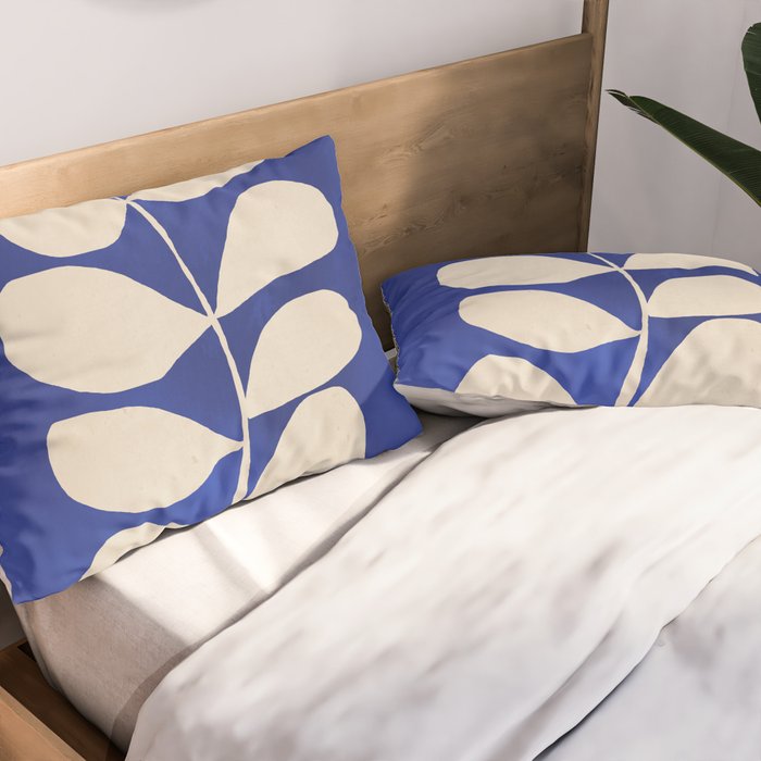 Abstract Minimal -Plant 3-2  Cobalt Blue Pillow Sham Gallery Image 2