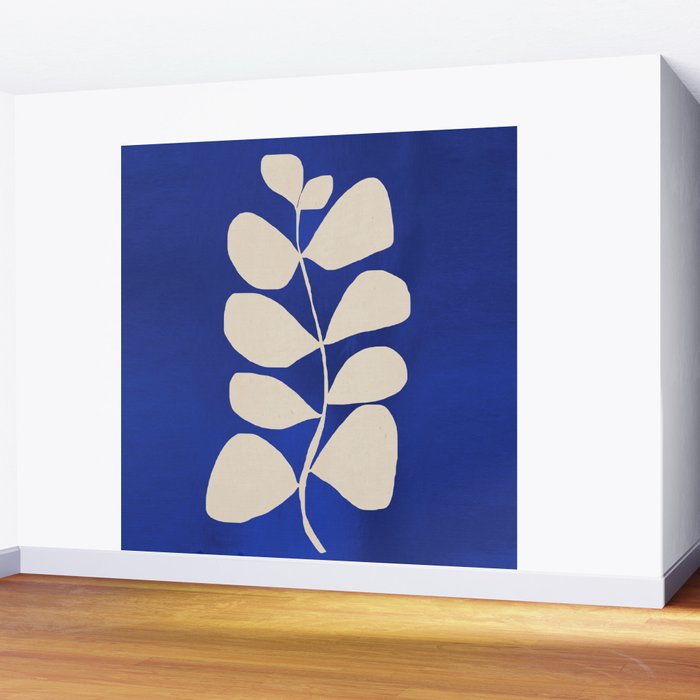 Abstract Minimal -Plant 3-2  Cobalt Blue Wall Mural Gallery Image 2