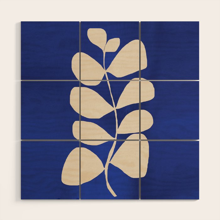 Abstract Minimal -Plant 3-2  Cobalt Blue Wood Wall Art Gallery Image 1