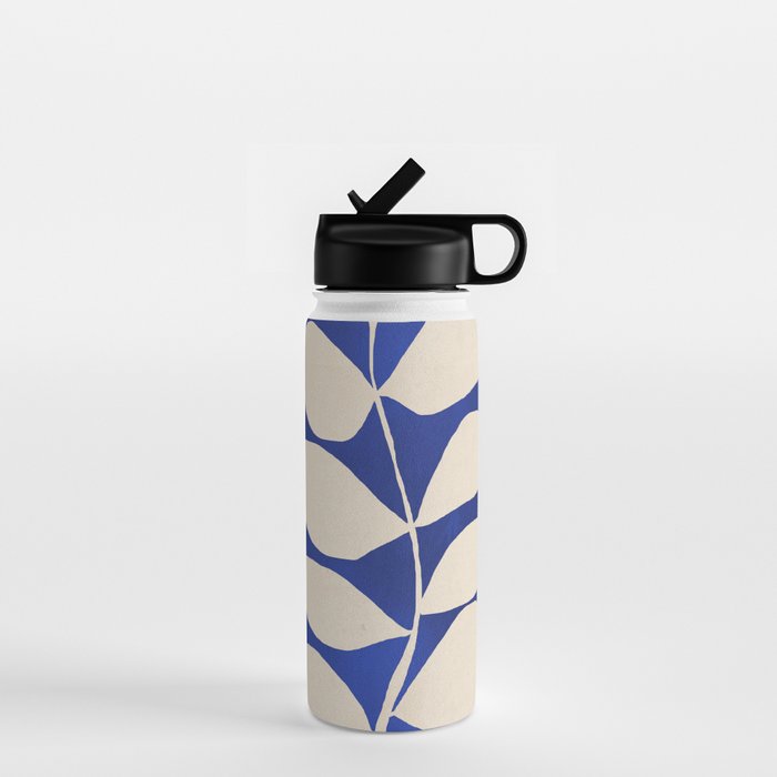 Abstract Minimal -Plant 3-2  Cobalt Blue Water Bottle Gallery Image 1