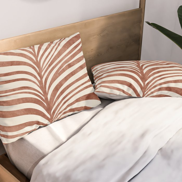 Dark Terracotta Abstract Leaf Artwork Pillow Sham Gallery Image 2