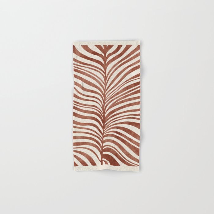 Dark Terracotta Abstract Leaf Artwork Bath Towel Gallery Image 1