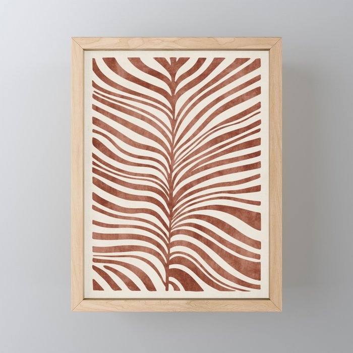 Dark Terracotta Abstract Leaf Artwork Mini Art Print Gallery Image 1