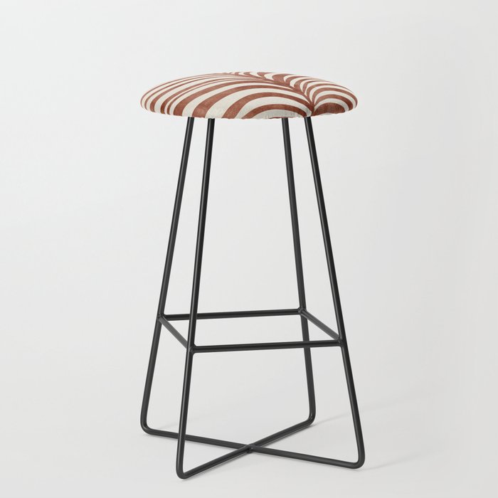 Dark Terracotta Abstract Leaf Artwork Stool Gallery Image 1