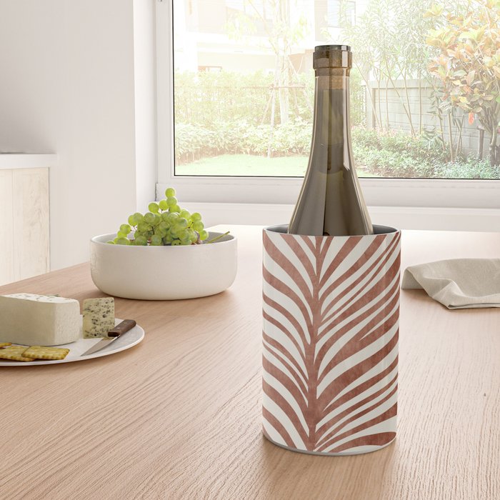 Dark Terracotta Abstract Leaf Artwork Wine Chiller Gallery Image 4