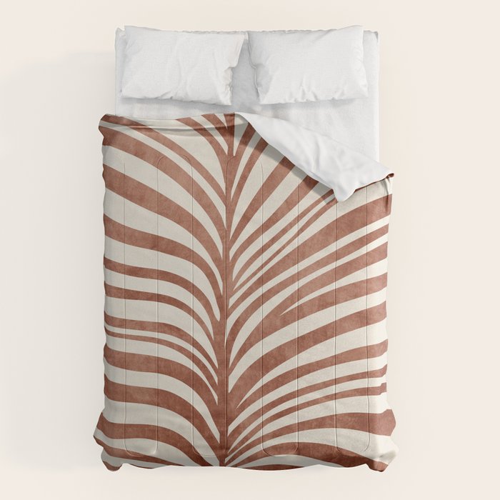 Dark Terracotta Abstract Leaf Artwork Comforter Gallery Image 6
