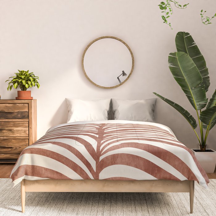 Dark Terracotta Abstract Leaf Artwork Comforter Gallery Image 3