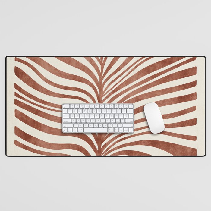 Dark Terracotta Abstract Leaf Artwork Desk Mat Gallery Image 1