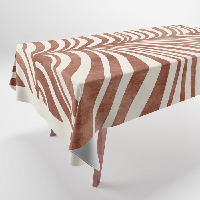 Dark Terracotta Abstract Leaf Artwork Tablecloth Gallery Image 1