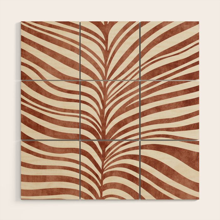 Dark Terracotta Abstract Leaf Artwork Wood Wall Art Gallery Image 1