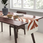 Dark Terracotta Abstract Leaf Artwork Table Runner Gallery Image 2
